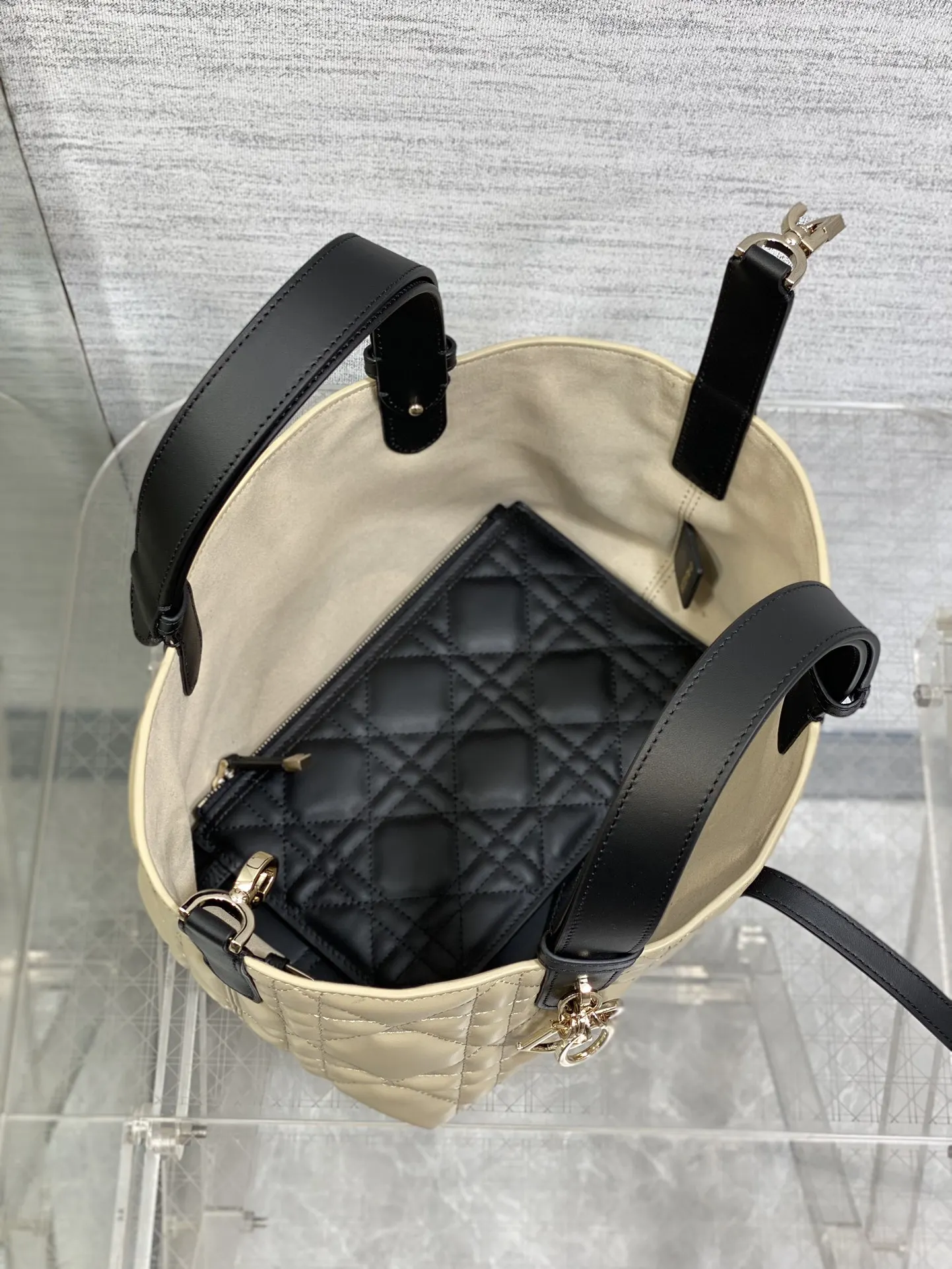 Dior Small Toujours Handbag in Light Apricot and Black for Women - Detail view 8