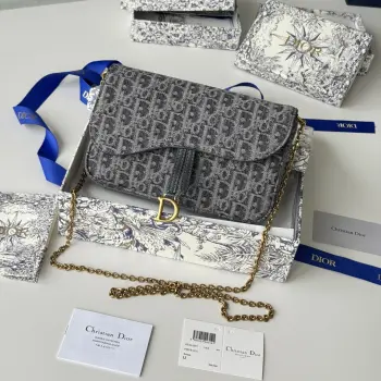 S5907CTZQ_M928 Denim Dior Oblique Jacquard Saddle Chain Bag