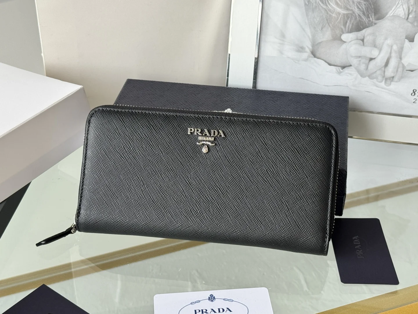Prada 1ML506 Saffiano Leather Zip-Around Wallet - Detail view 2