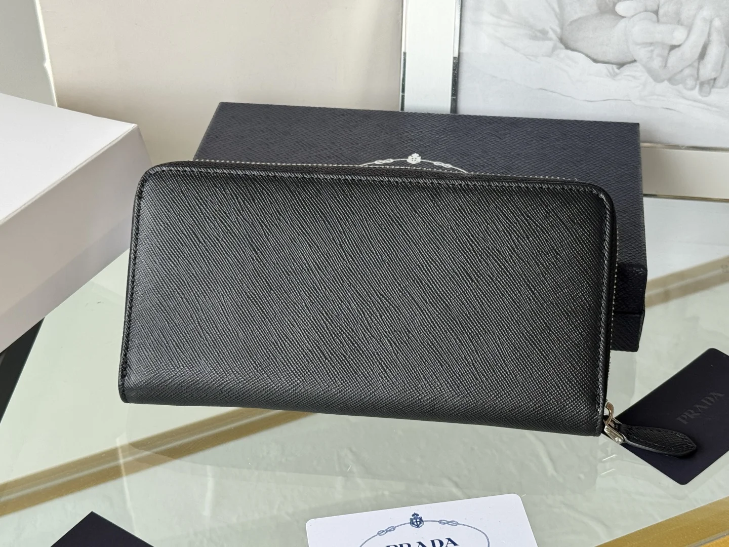 Prada 1ML506 Saffiano Leather Zip-Around Wallet - Detail view 3