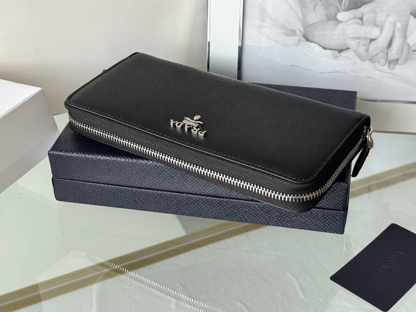Prada 1ML506 Saffiano Leather Zip-Around Wallet - Detail view 4