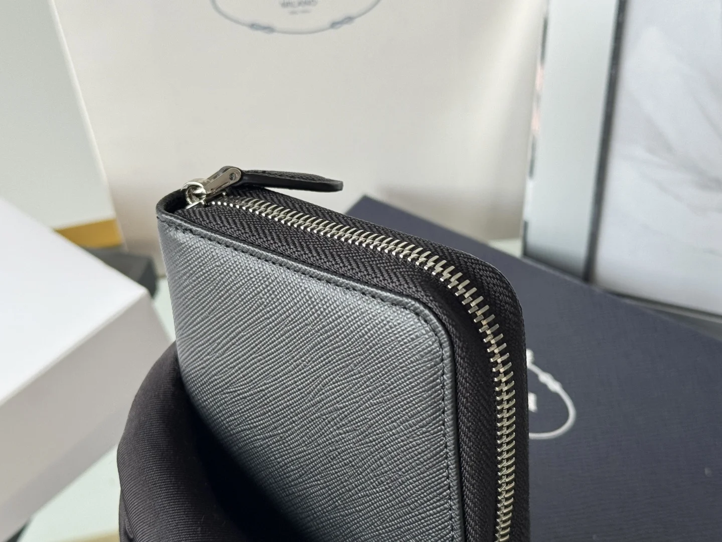 Prada 1ML506 Saffiano Leather Zip-Around Wallet - Detail view 7