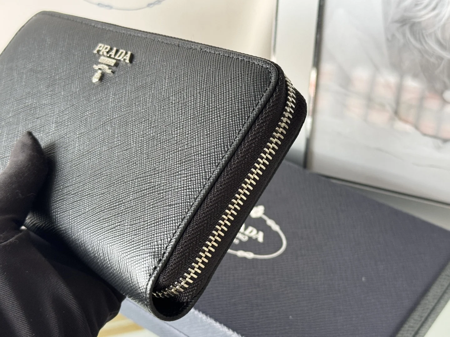 Prada 1ML506 Saffiano Leather Zip-Around Wallet - Detail view 8