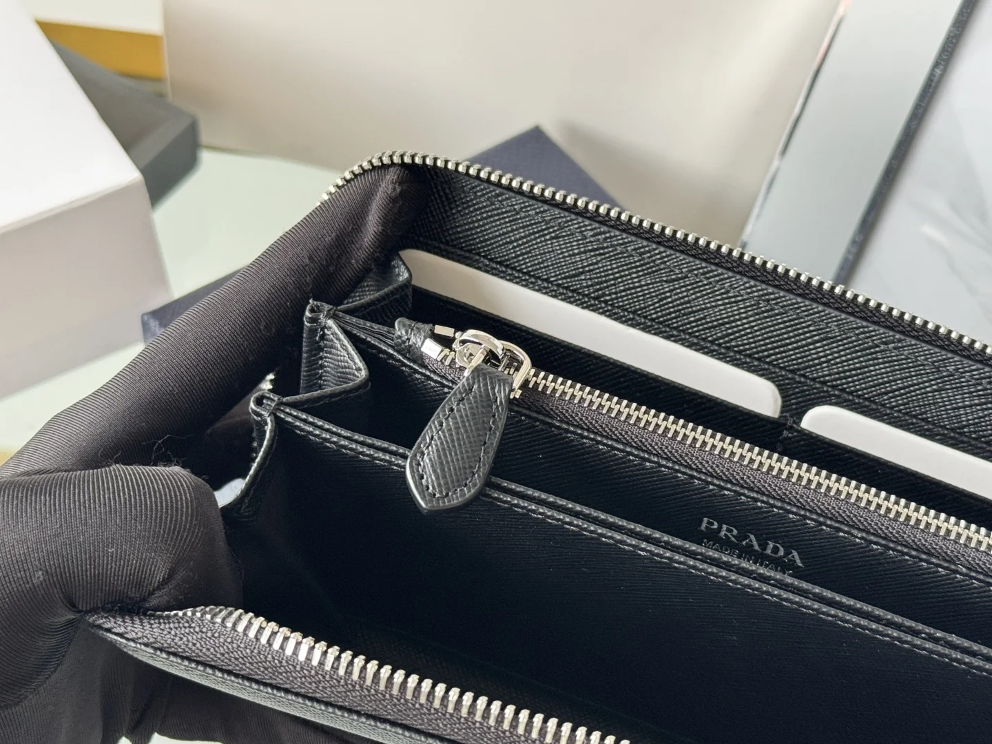 Prada 1ML506 Saffiano Leather Zip-Around Wallet - Detail view 11
