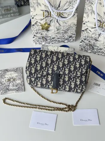 S5907CTZQ_M928 Denim Dior Oblique Jacquard Saddle Chain Bag