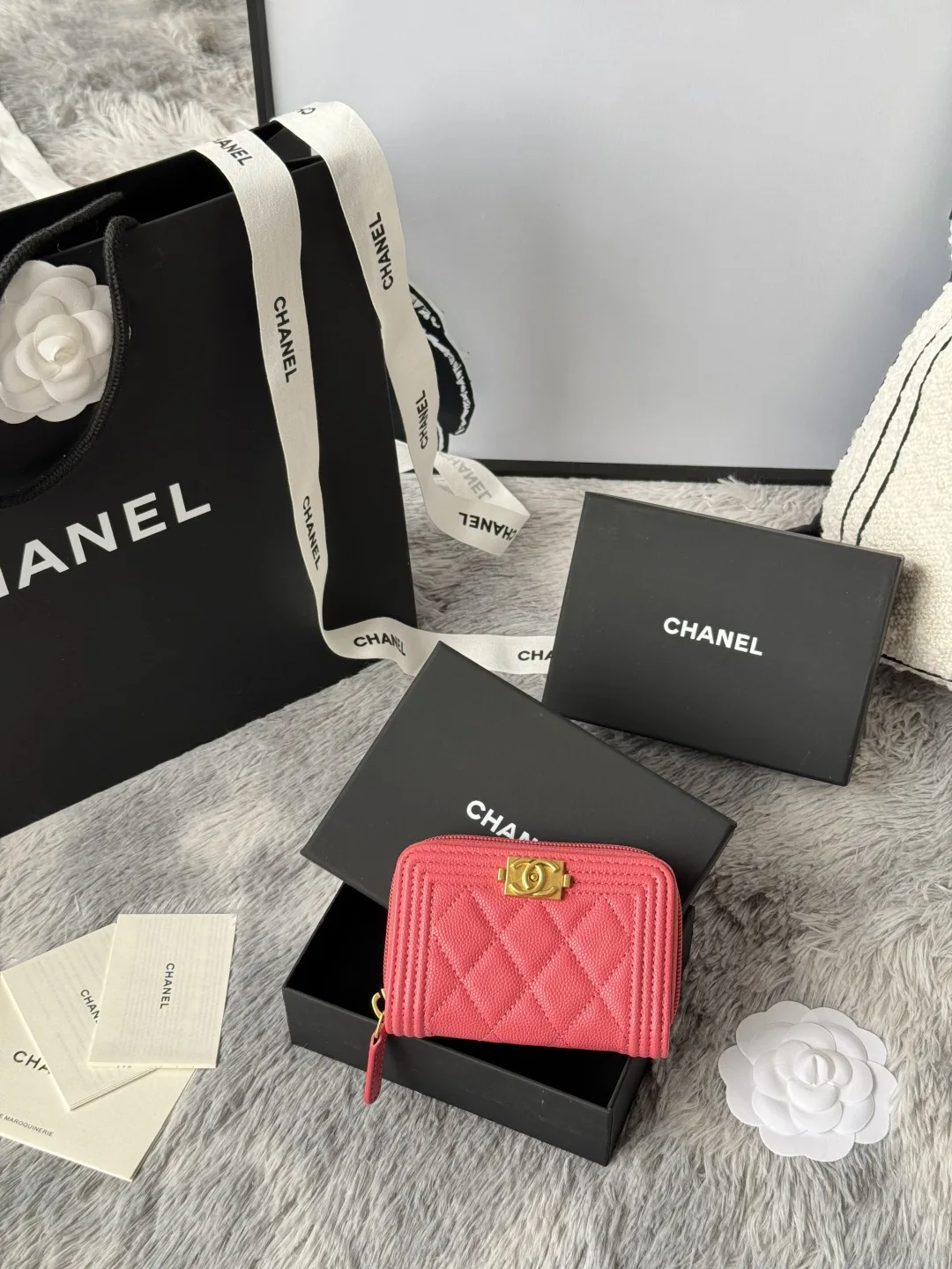 Chanel A80602 BOY Diamond Quilted Coin Purse - Detail view 1