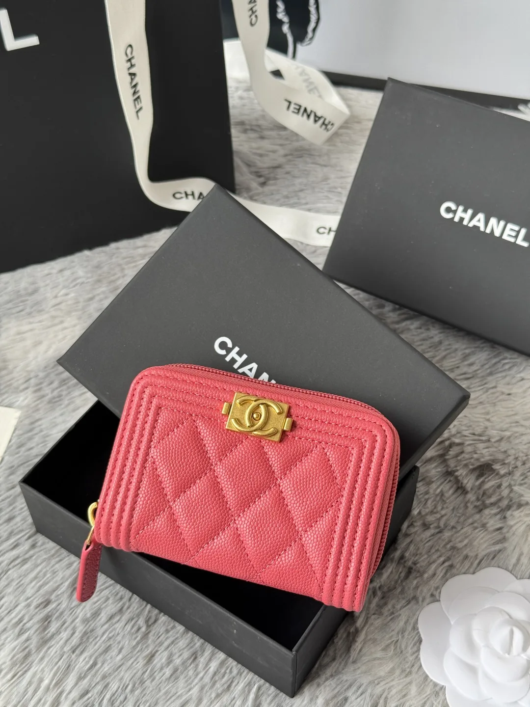 Chanel A80602 BOY Diamond Quilted Coin Purse - Detail view 2