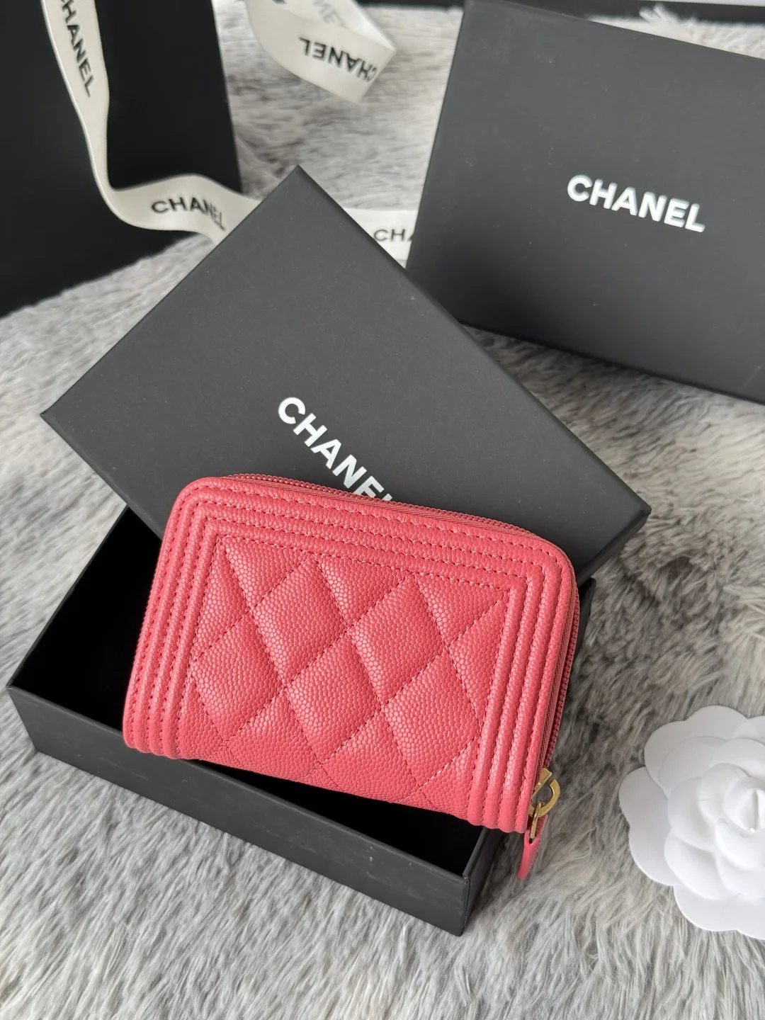 Chanel A80602 BOY Diamond Quilted Coin Purse - Detail view 3