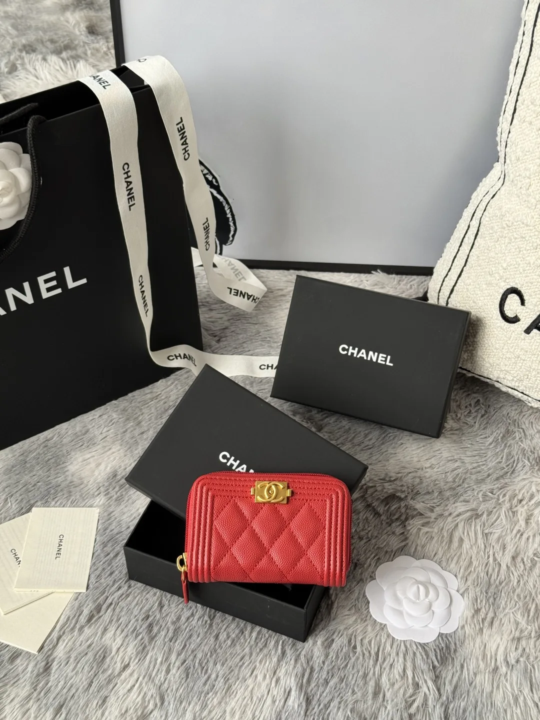 Chanel A80602 BOY Diamond Quilted Coin Purse - Detail view 1