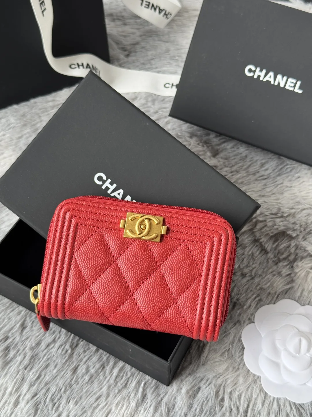 Chanel A80602 BOY Diamond Quilted Coin Purse - Detail view 2