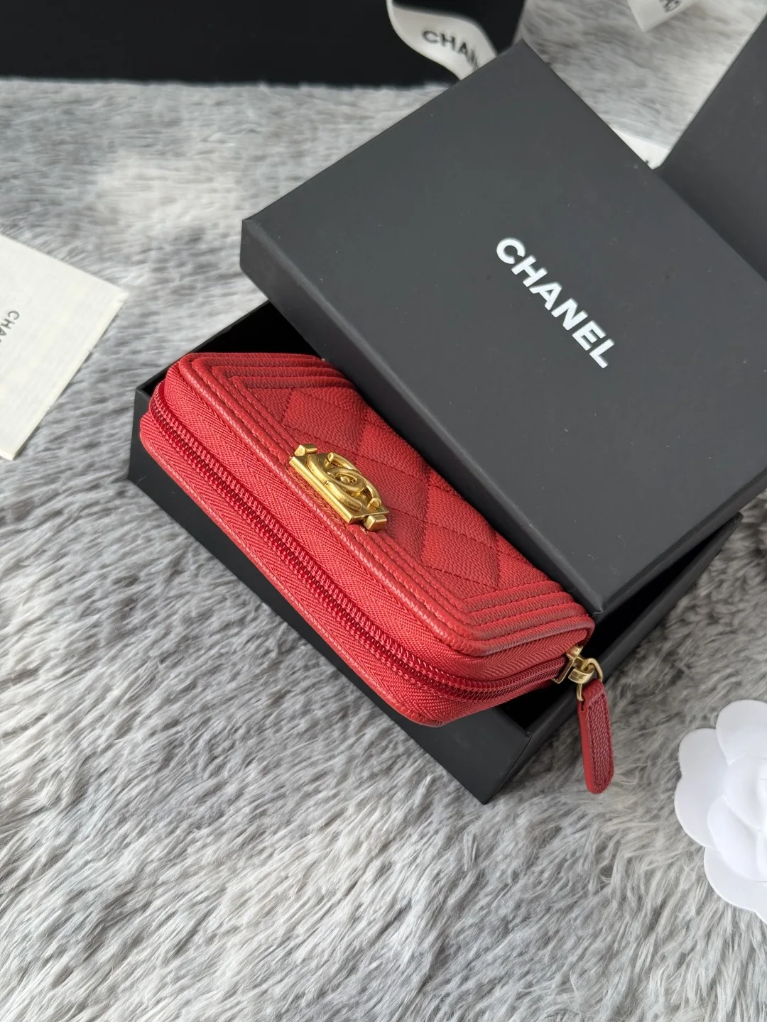 Chanel A80602 BOY Diamond Quilted Coin Purse - Detail view 4