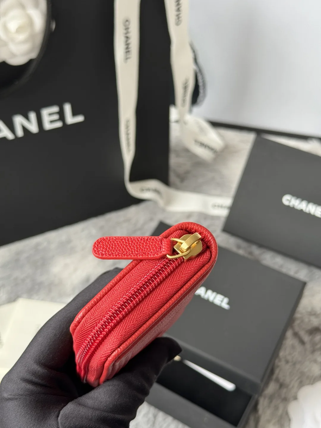 Chanel A80602 BOY Diamond Quilted Coin Purse - Detail view 6