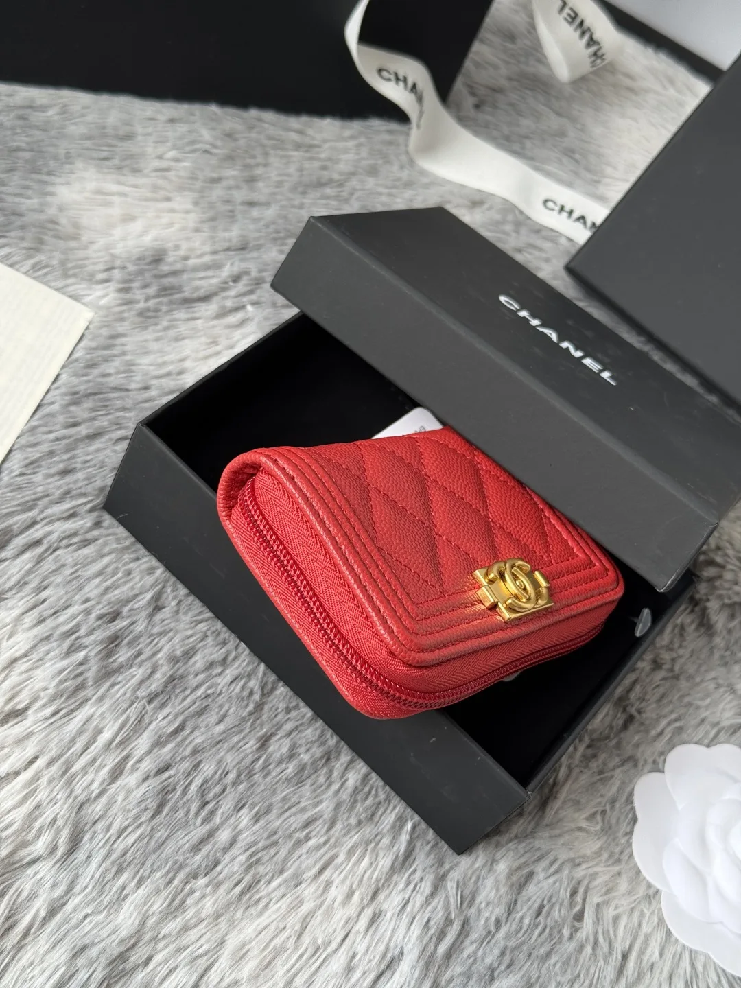 Chanel A80602 BOY Diamond Quilted Coin Purse - Detail view 9