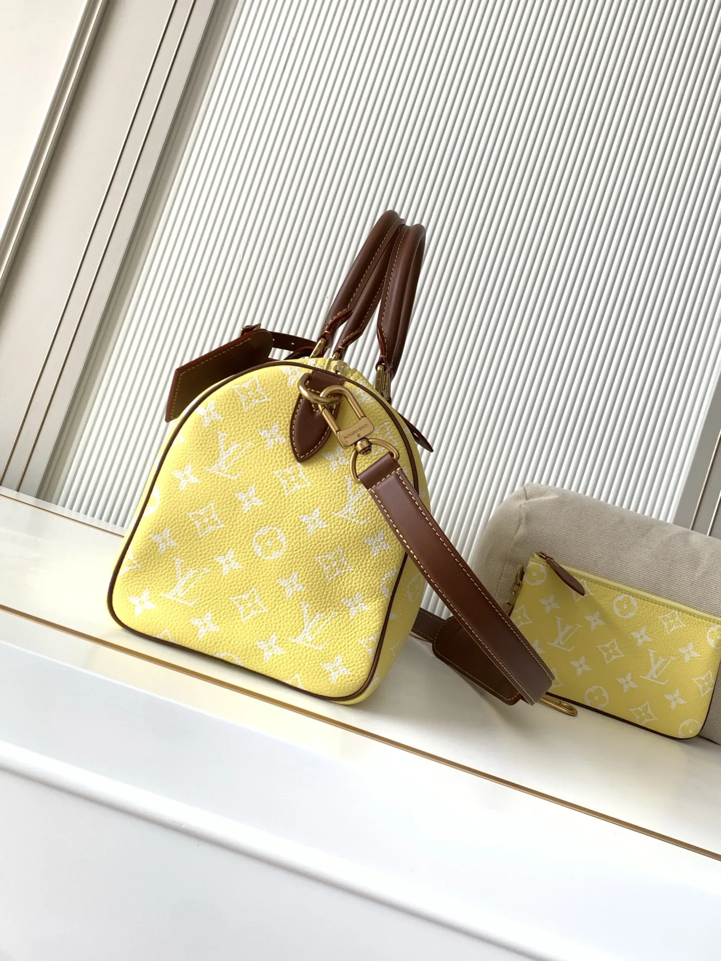 LVM15242黄色配棕 Speedy P9 Bandouliere30手袋 - 细节图 2