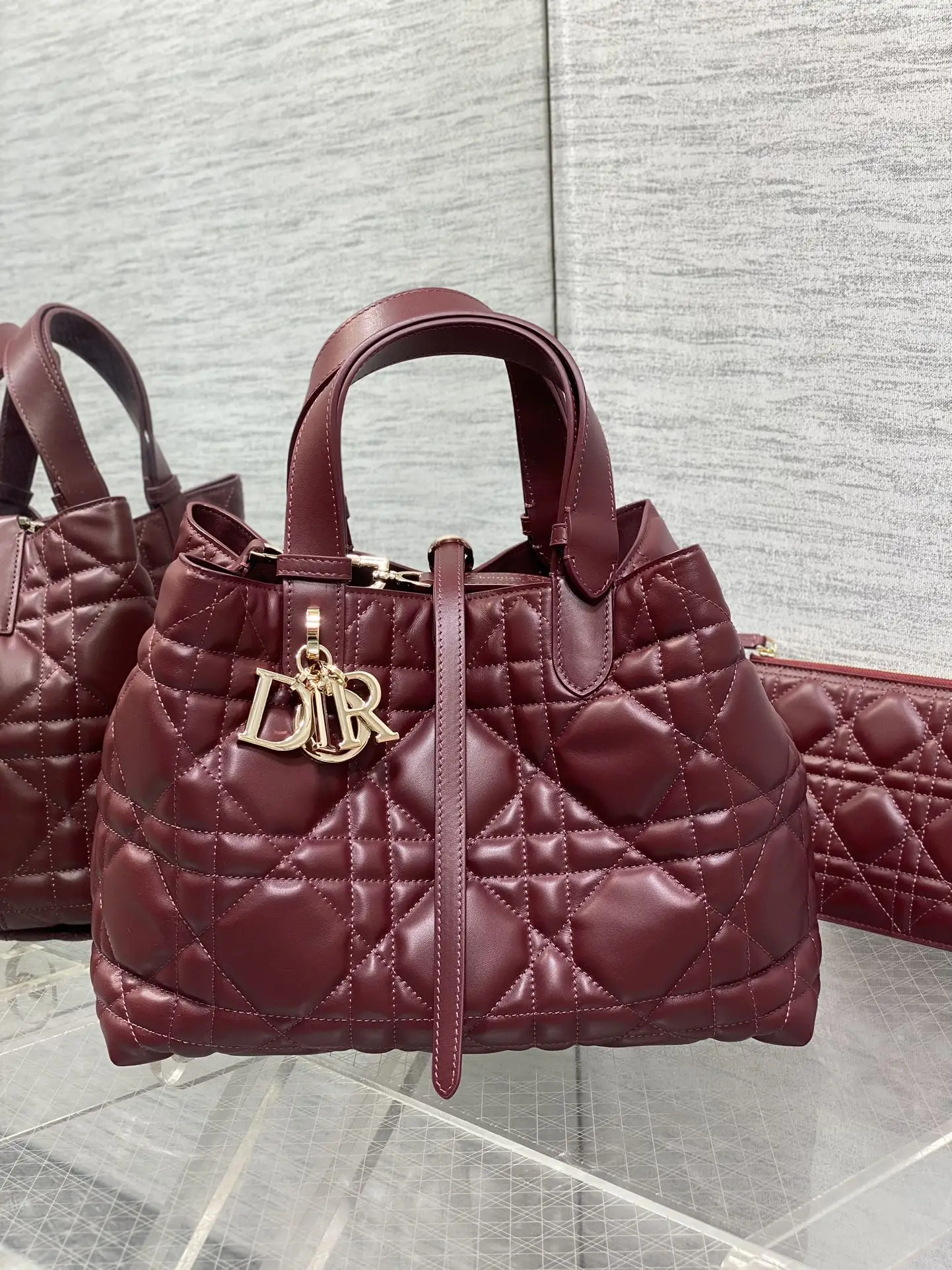 Dior Medium Toujours handbag in burgundy - Detail view 1