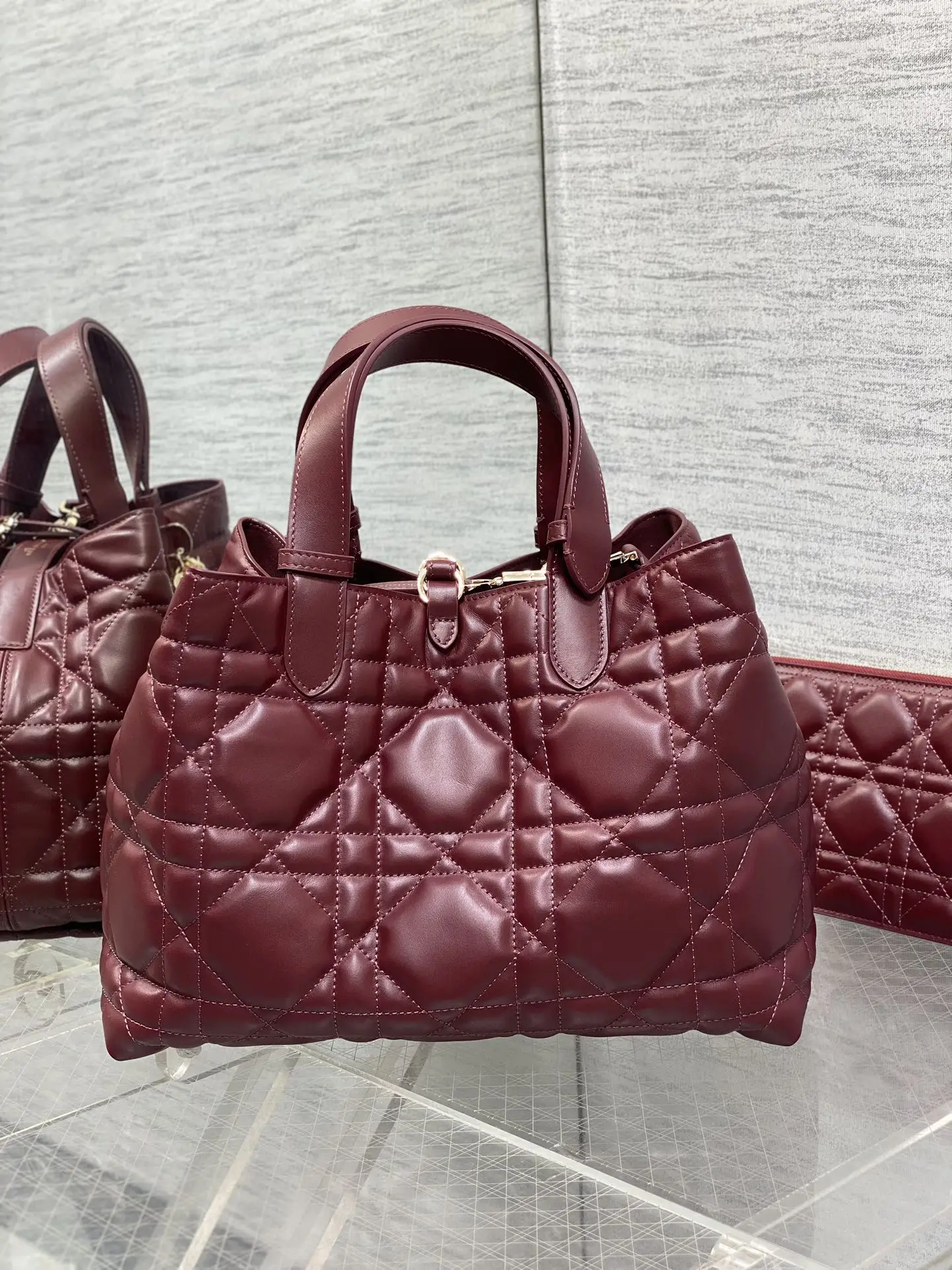 Dior Medium Toujours handbag in burgundy - Detail view 3