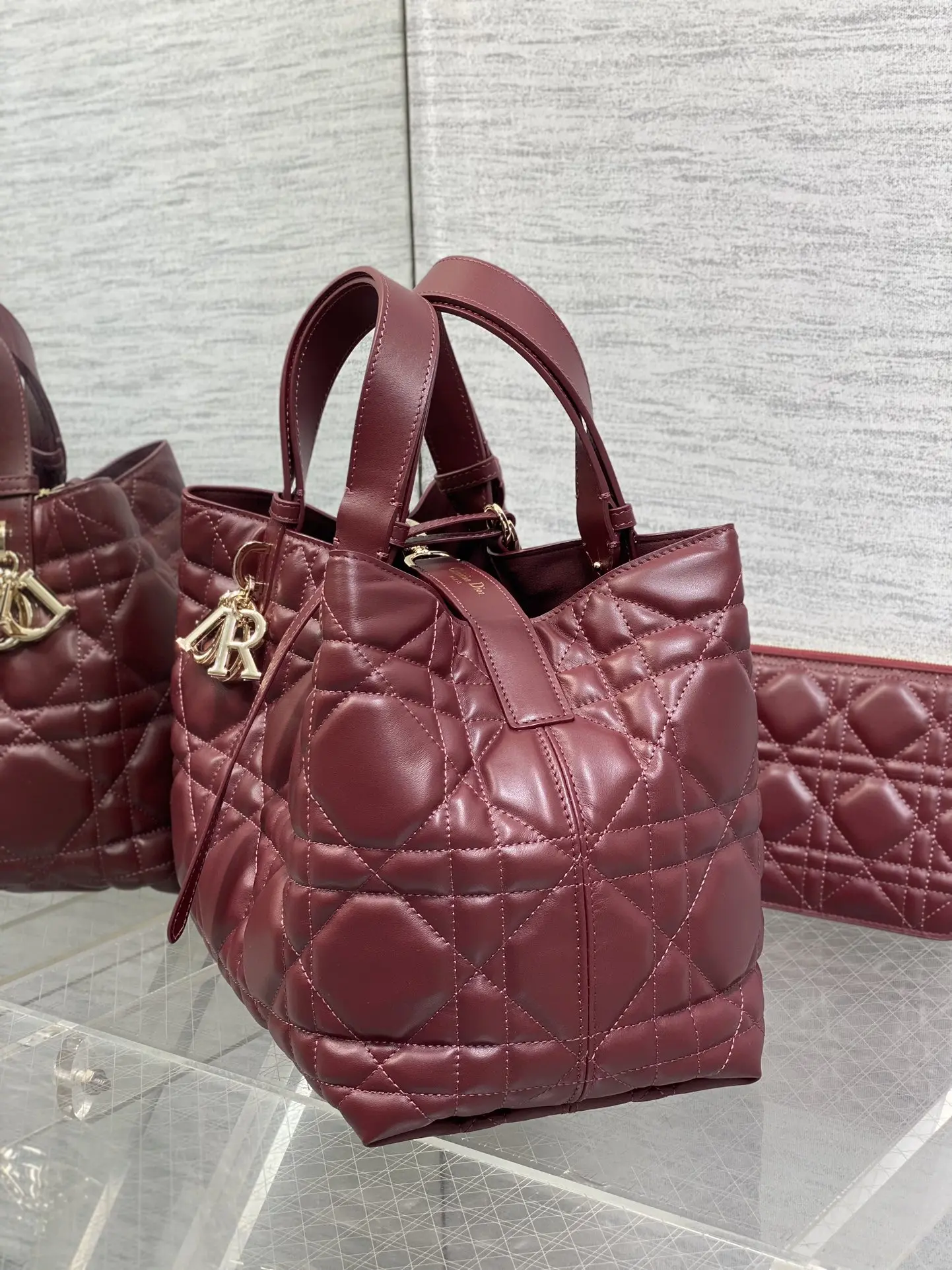 Dior Medium Toujours handbag in burgundy - Detail view 6