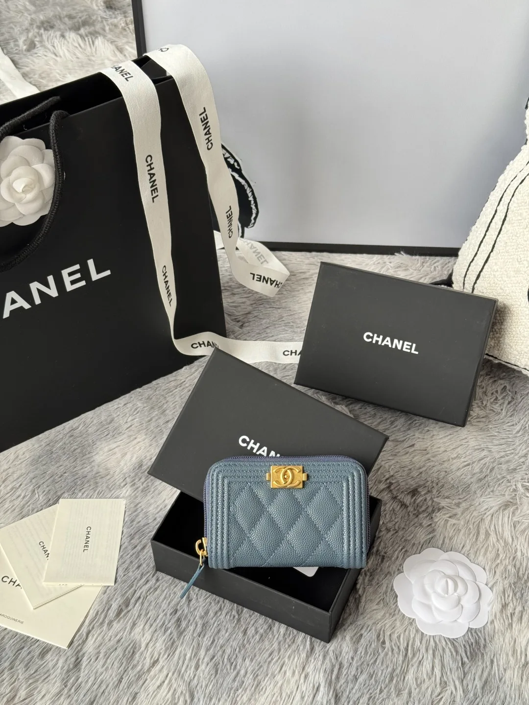 Chanel A80602 BOY Diamond Quilted Coin Purse - Detail view 1