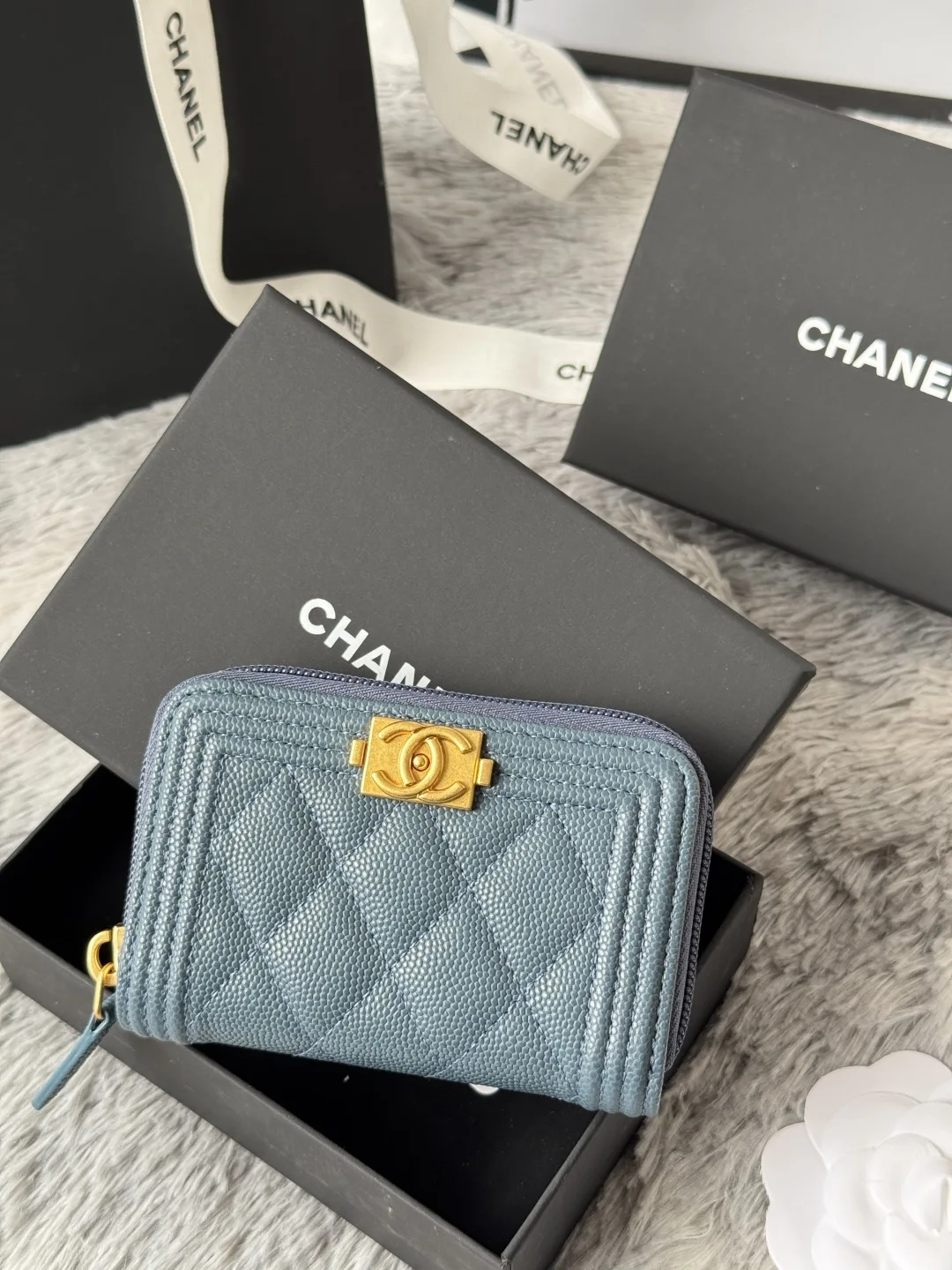 Chanel A80602 BOY Diamond Quilted Coin Purse - Detail view 2
