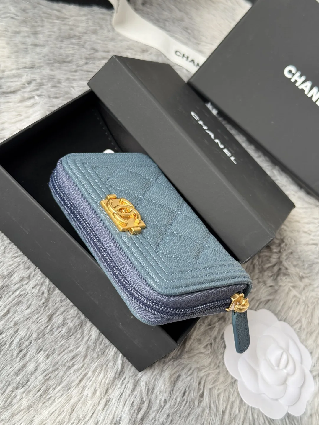 Chanel A80602 BOY Diamond Quilted Coin Purse - Detail view 4
