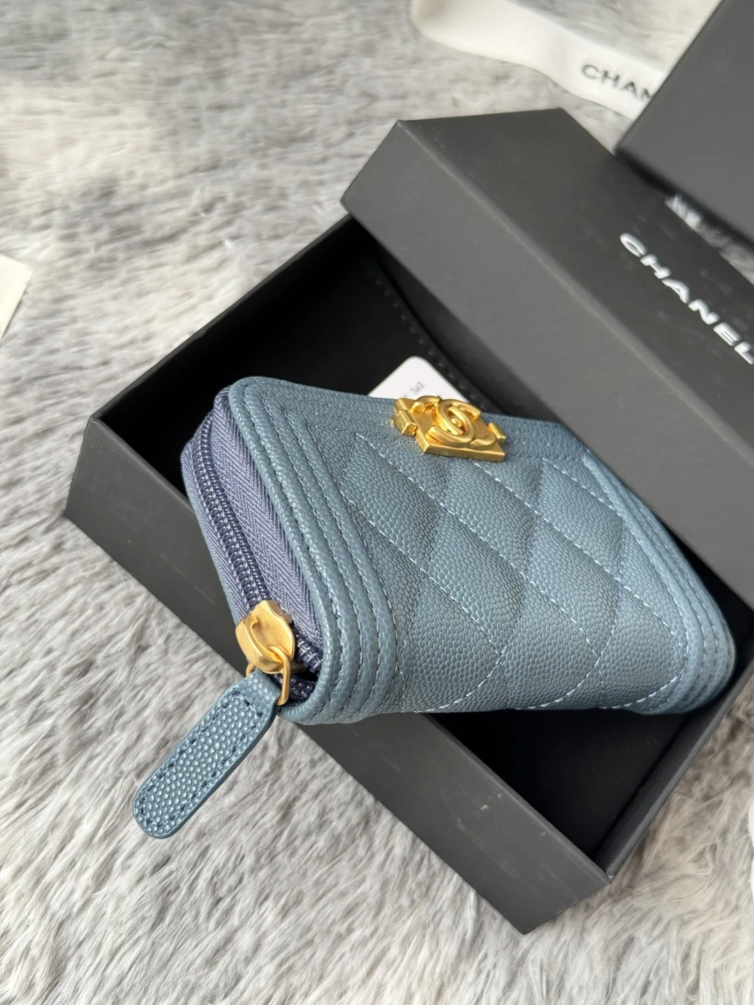 Chanel A80602 BOY Diamond Quilted Coin Purse - Detail view 5