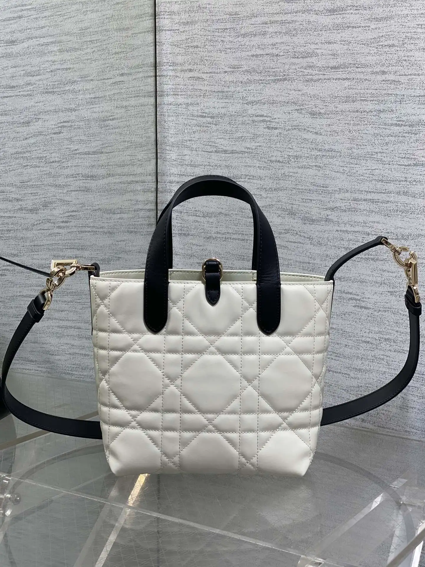 Dior Toujours Vertical Small Handbag in Black and White - Detail view 4