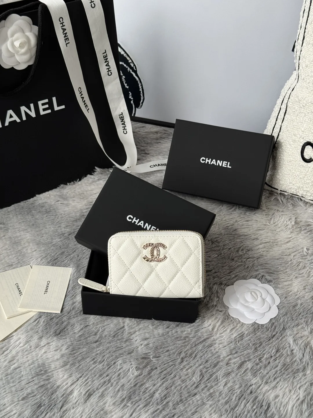 Chanel AP3045 22k Embossed Logo Double C Cardholder
