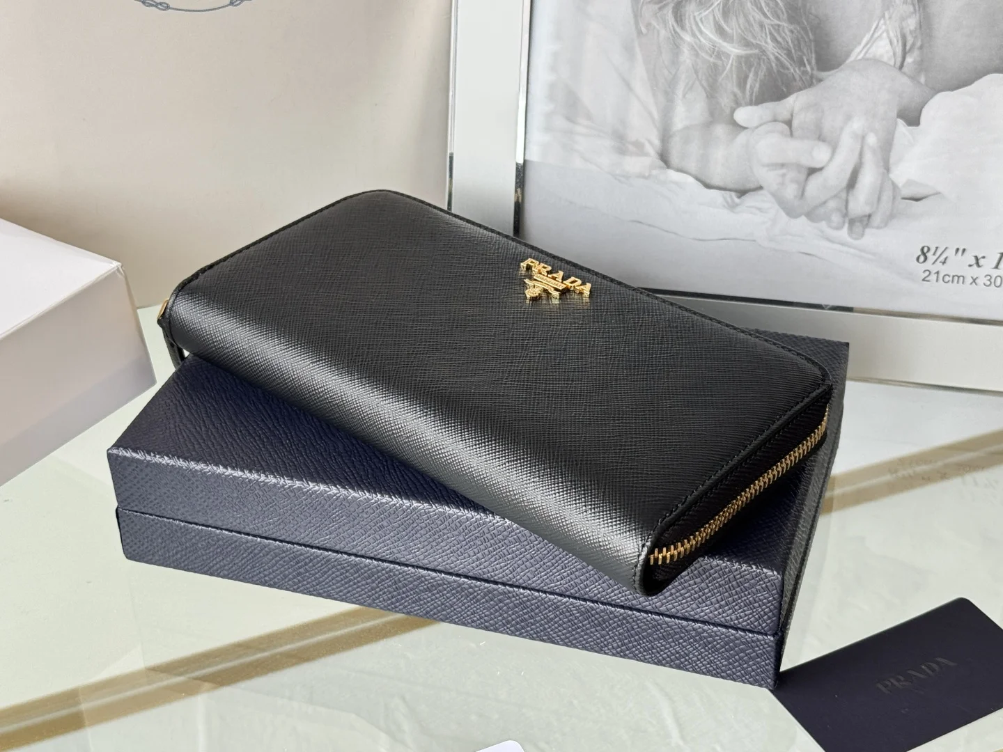 Prada 1ML506 Cross Grain Cowhide Zipper Wallet - Detail view 5