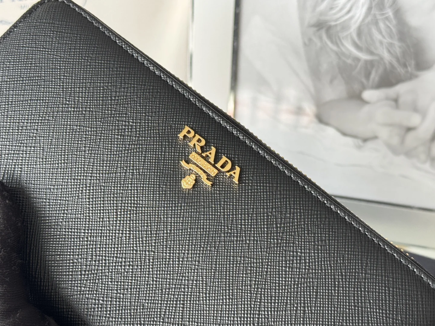 Prada 1ML506 Cross Grain Cowhide Zipper Wallet - Detail view 6