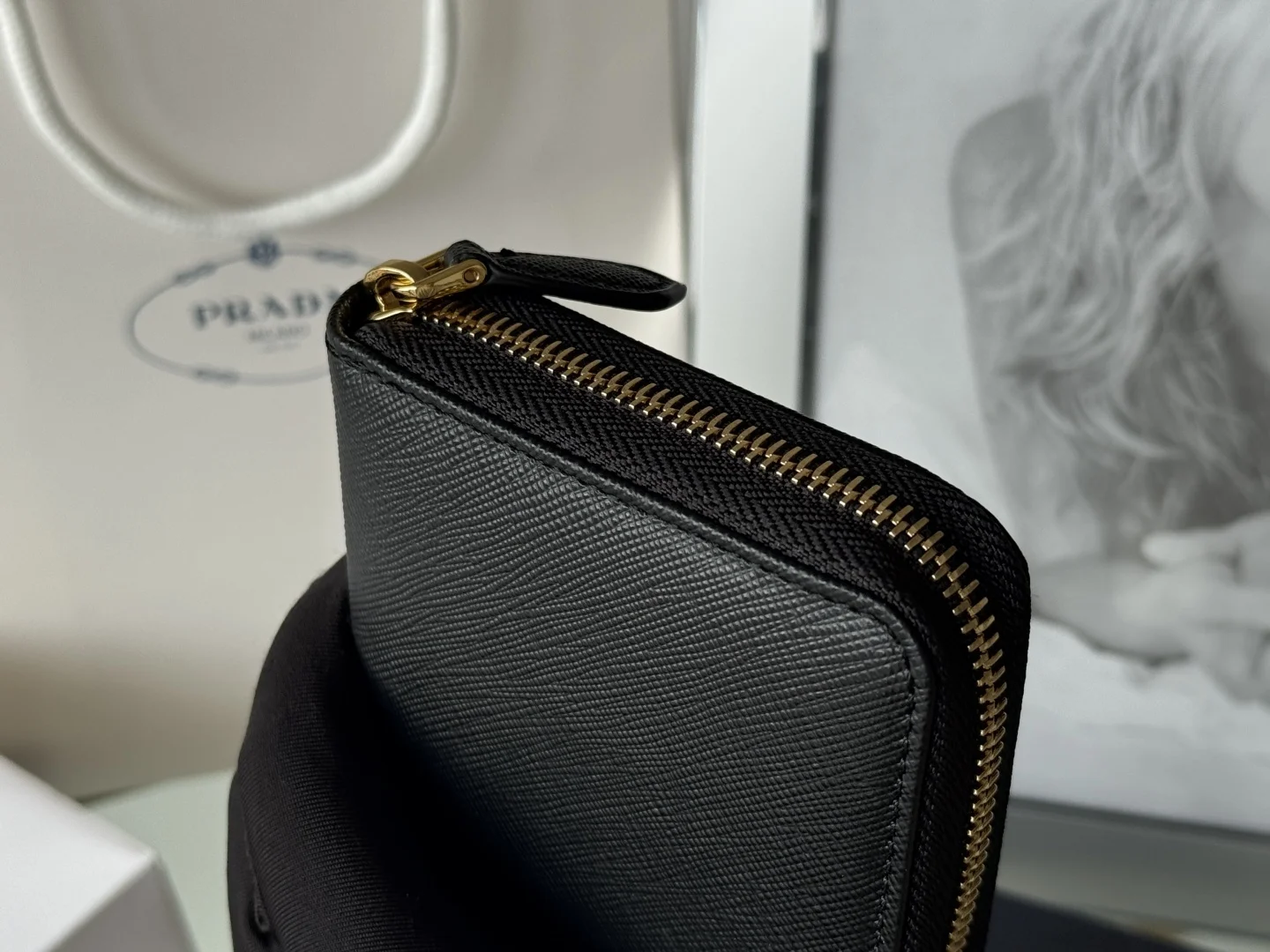 Prada 1ML506 Cross Grain Cowhide Zipper Wallet - Detail view 7