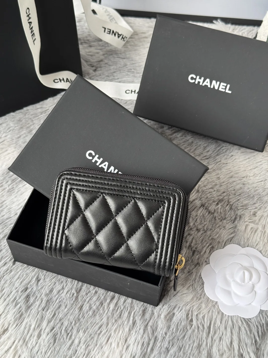 Chanel A80602 BOY Diamond Quilted Coin Purse - Detail view 3