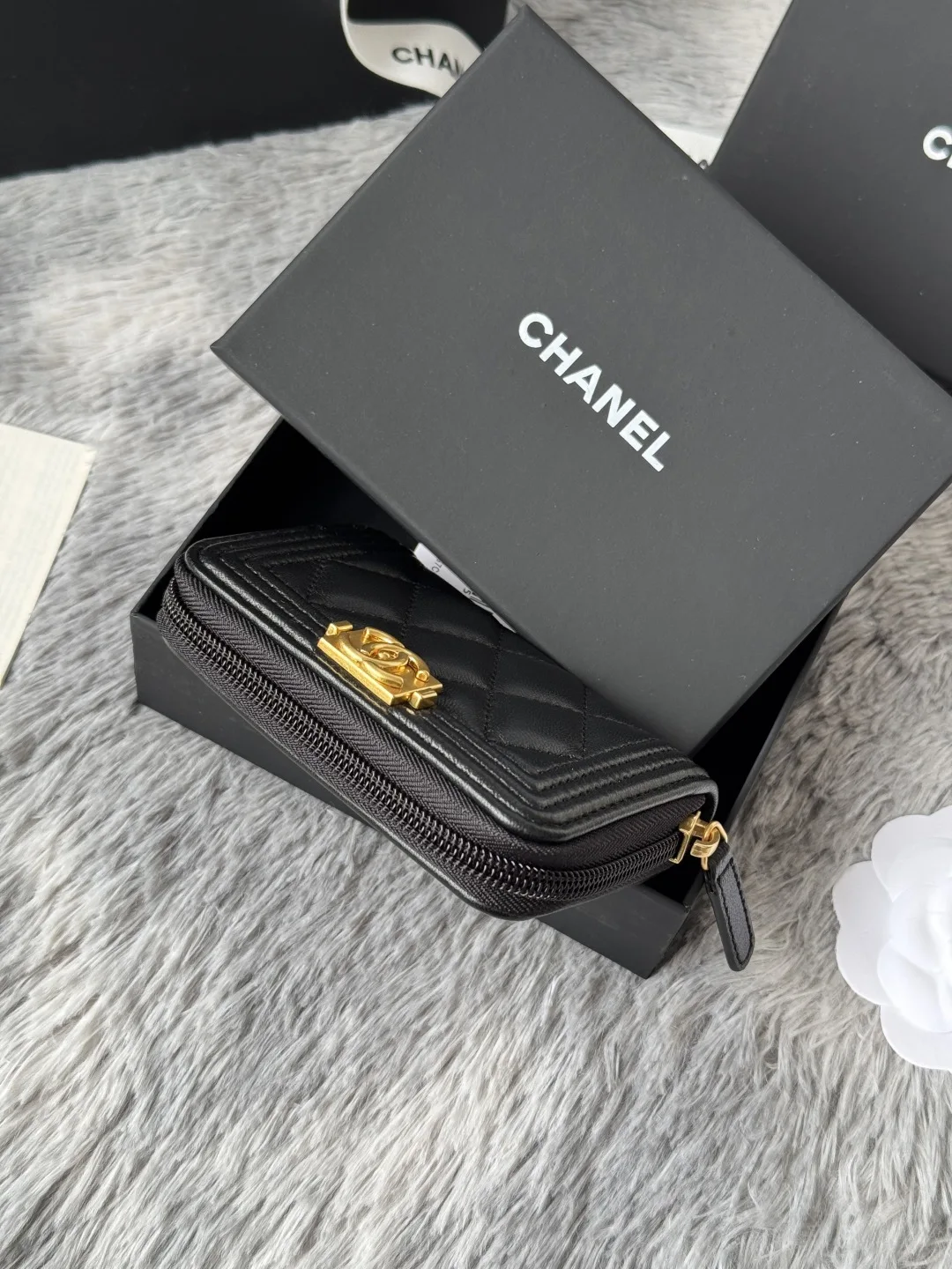 Chanel A80602 BOY Diamond Quilted Coin Purse - Detail view 4