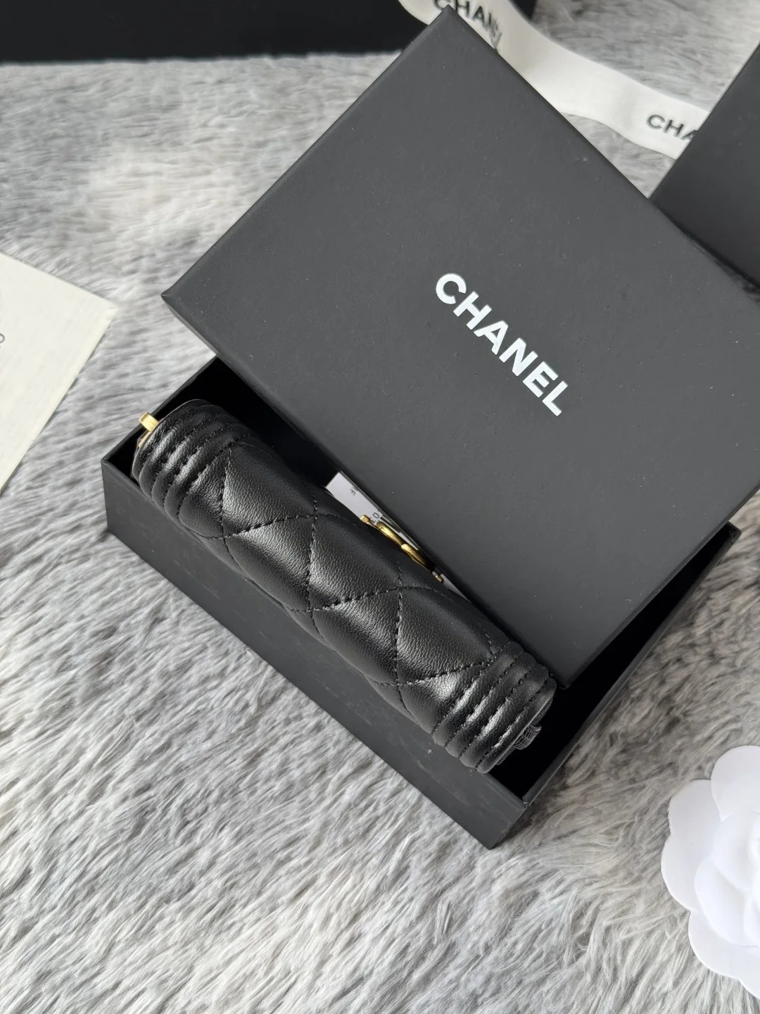 Chanel A80602 BOY Diamond Quilted Coin Purse - Detail view 6