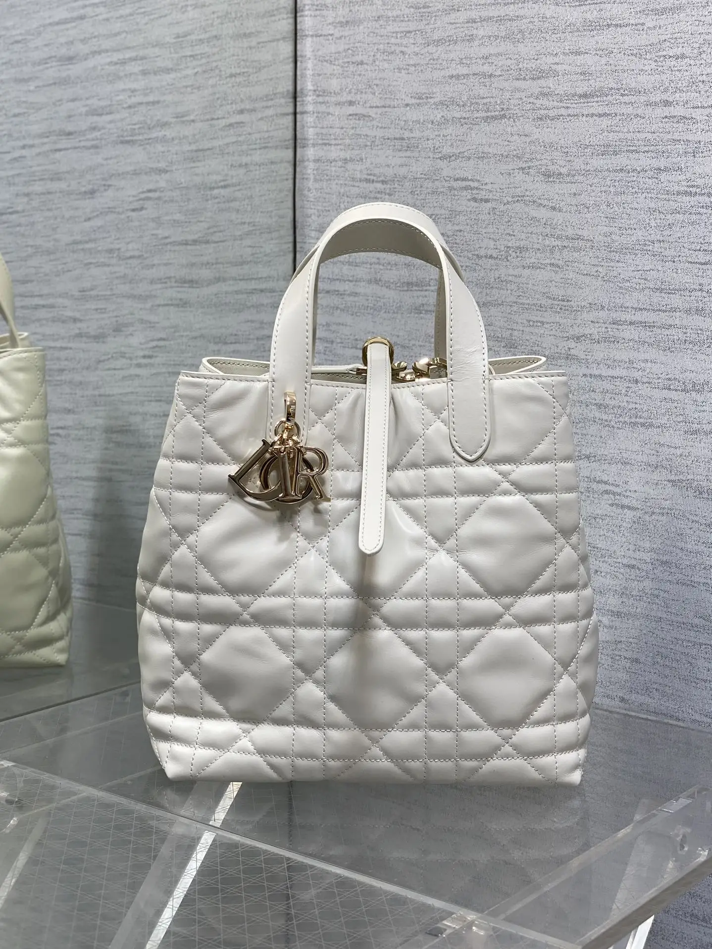 Dior White Toujours Vertical Medium Handbag