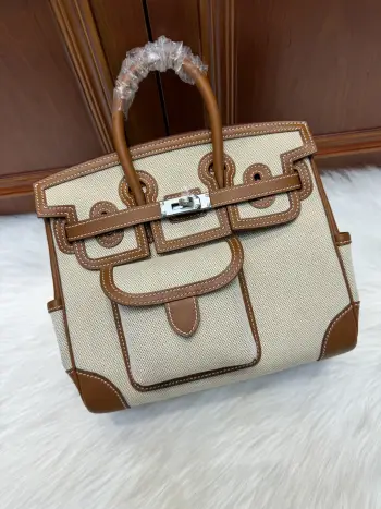 Birkin 25Cm Cargo 金棕色swift 米白 银扣