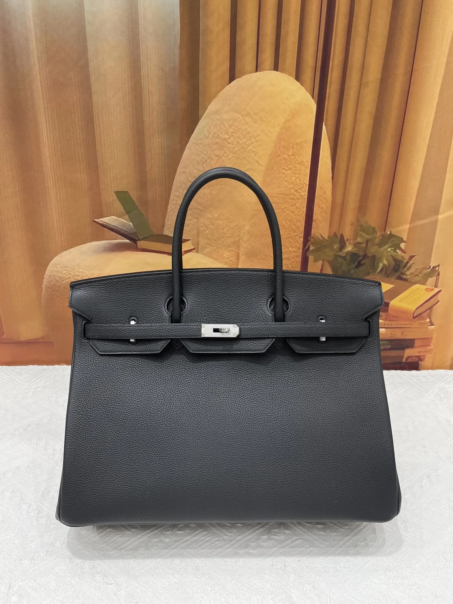 半手工 Birkin 40cm A级Togo皮 黑色金银扣现货 铂金同步专柜蜡线缝制
