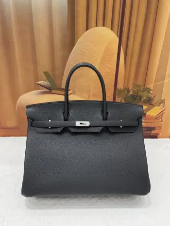 半手工 Birkin 40cm A级Togo皮 黑色金银扣现货 铂金同步专柜蜡线缝制