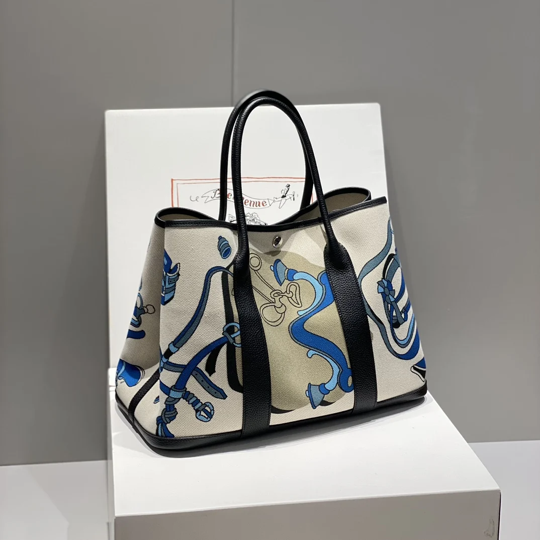 半手工 Garden 花园包30cm 36cm 帆布拼togo皮 同步专柜最新涂鸦 全钢五金 蜜蜡线