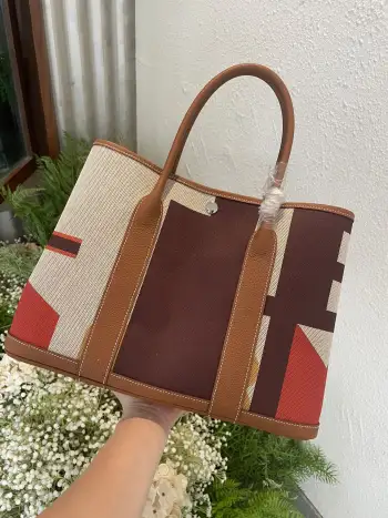 半手工 Garden 花园包36cm  帆布拼togo皮 同步专柜最新涂鸦 全钢五金 蜜蜡线