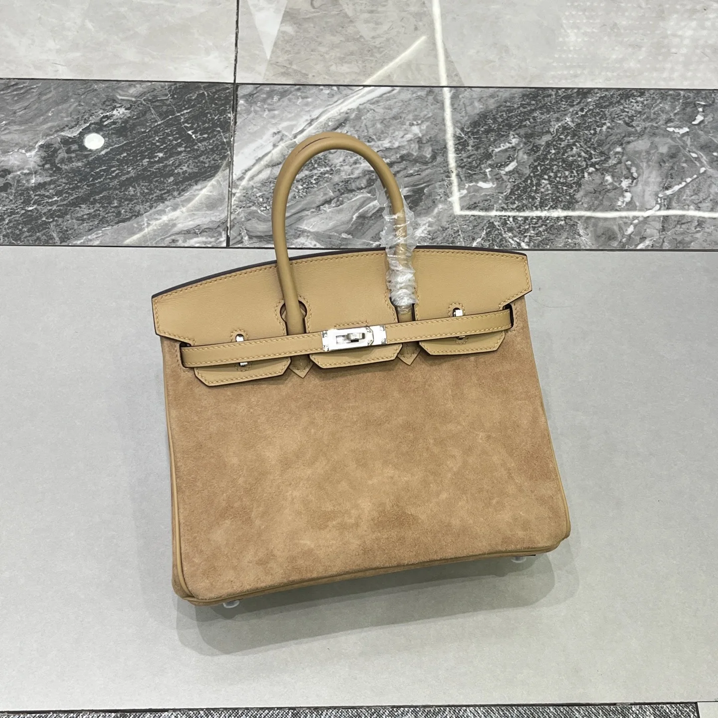 Birkin 25 奶茶色银扣Swift  麂皮 内里山羊皮 蜡线半手缝手打铜钉全钢五金