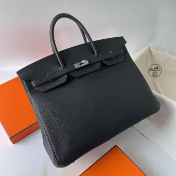 半手工 Birkin 40cm A级Togo皮 黑色金银扣现货 铂金同步专柜蜡线缝制