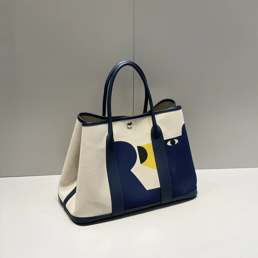 半手工 Garden 花园包30cm 36cm 帆布拼togo皮 同步专柜最新涂鸦 全钢五金 蜜蜡线