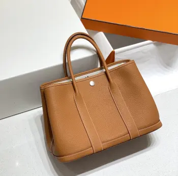 半手工 Garden party 30cm 36cm花园包 金棕色材质 电镀纯钢五金皮料材质 A级togo皮 同步专柜蜜蜡线缝制