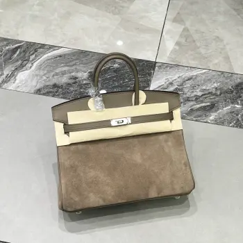 Birkin 25 大象灰银扣Swift   麂皮 内里山羊皮 蜡线半手缝手打铜钉全钢五金