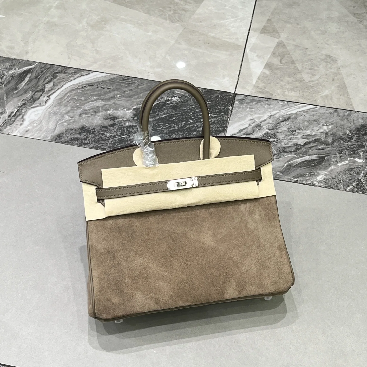Birkin 25 大象灰银扣Swift 麂皮 内里山羊皮 蜡线半手缝手打铜钉全钢五金