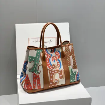 半手工 Garden 花园包30cm 36cm  帆布拼togo皮 同步专柜最新涂鸦 全钢五金 蜜蜡线