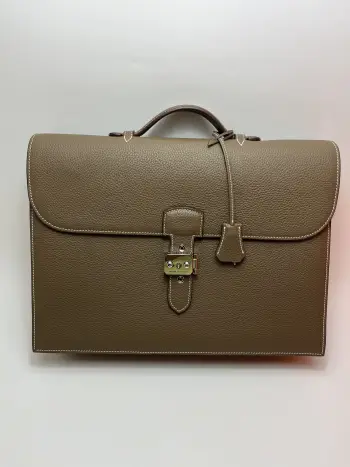 半手工 Sac a Depeches 密码锁 男士公文包 电脑包 39cm A级Togo皮 大象灰 银扣专柜同步 手工蜡线缝制 纯钢五金