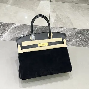 Birkin 30 黑色金扣Swift   麂皮 内里山羊皮 蜡线半手缝手打铜钉全钢五金