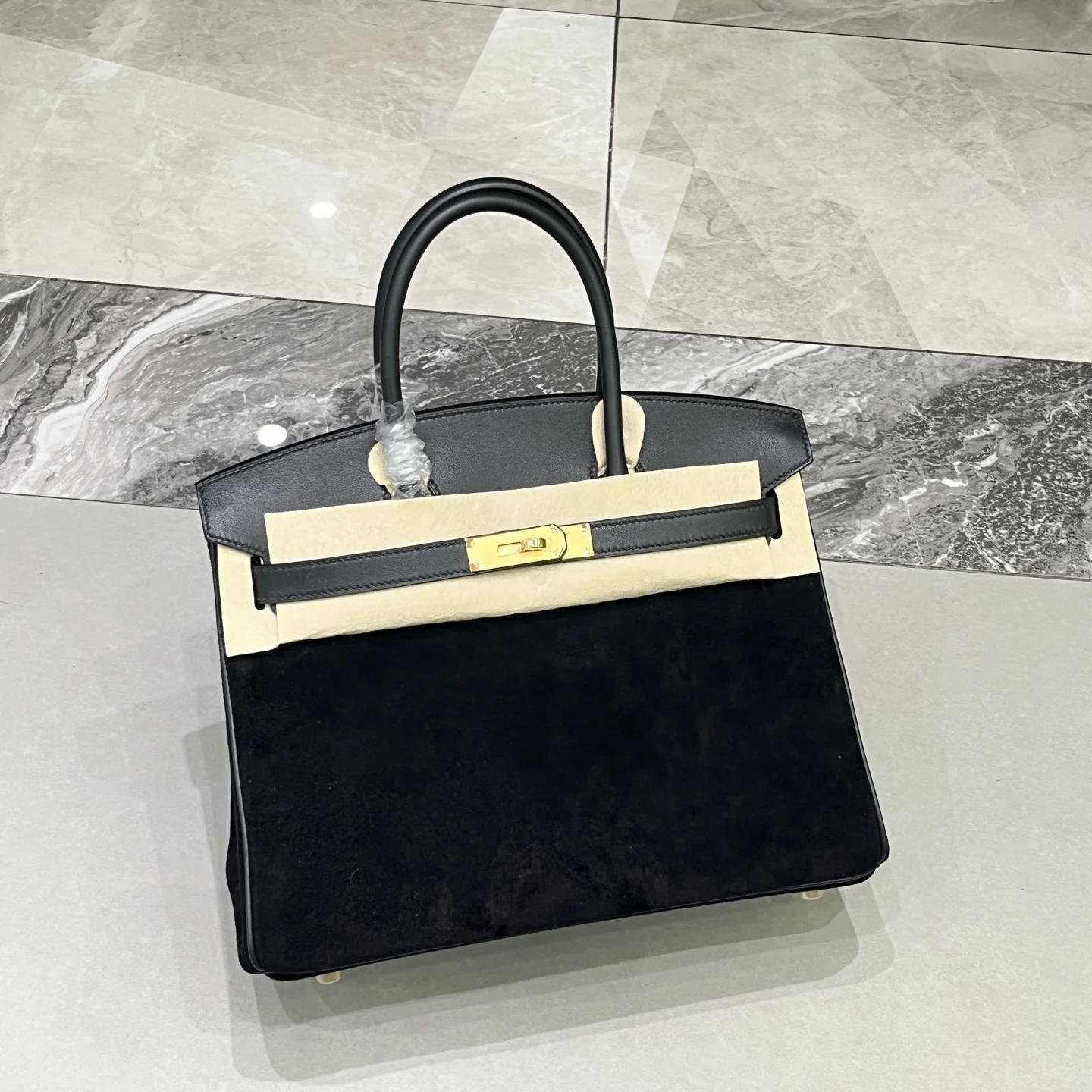 Birkin 30 黑色金扣Swift 麂皮 内里山羊皮 蜡线半手缝手打铜钉全钢五金