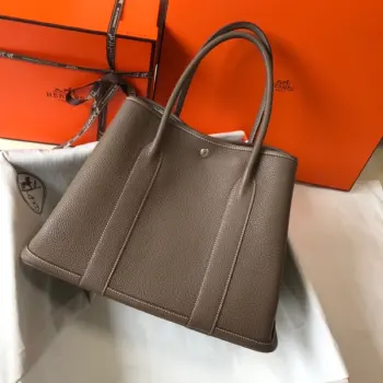 半手工 现货 Garden party 30cm 36cm现货 花园包 大象灰 材质 电镀纯钢五金皮料材质 A级togo皮 同步专柜蜜蜡线缝制